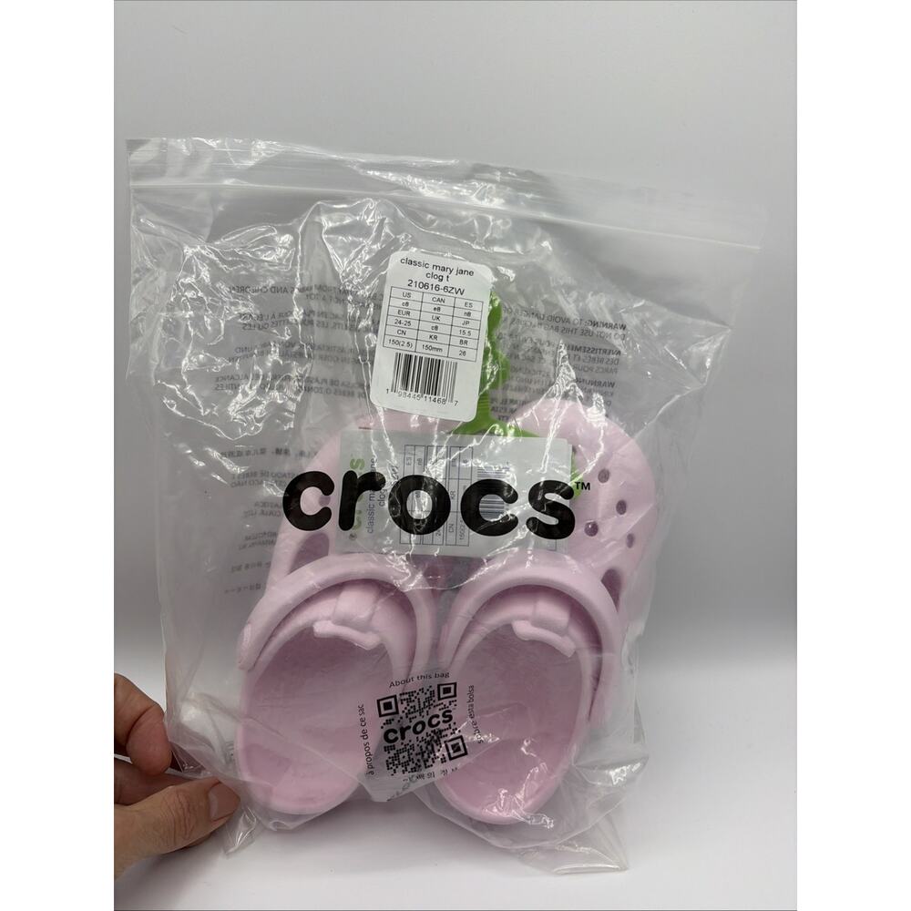 Crocs Classic Mary Jane Clog Light Pink Girl Kids Size C 8 EUR 25 NWT 210616-6ZW - Picture 8 of 10